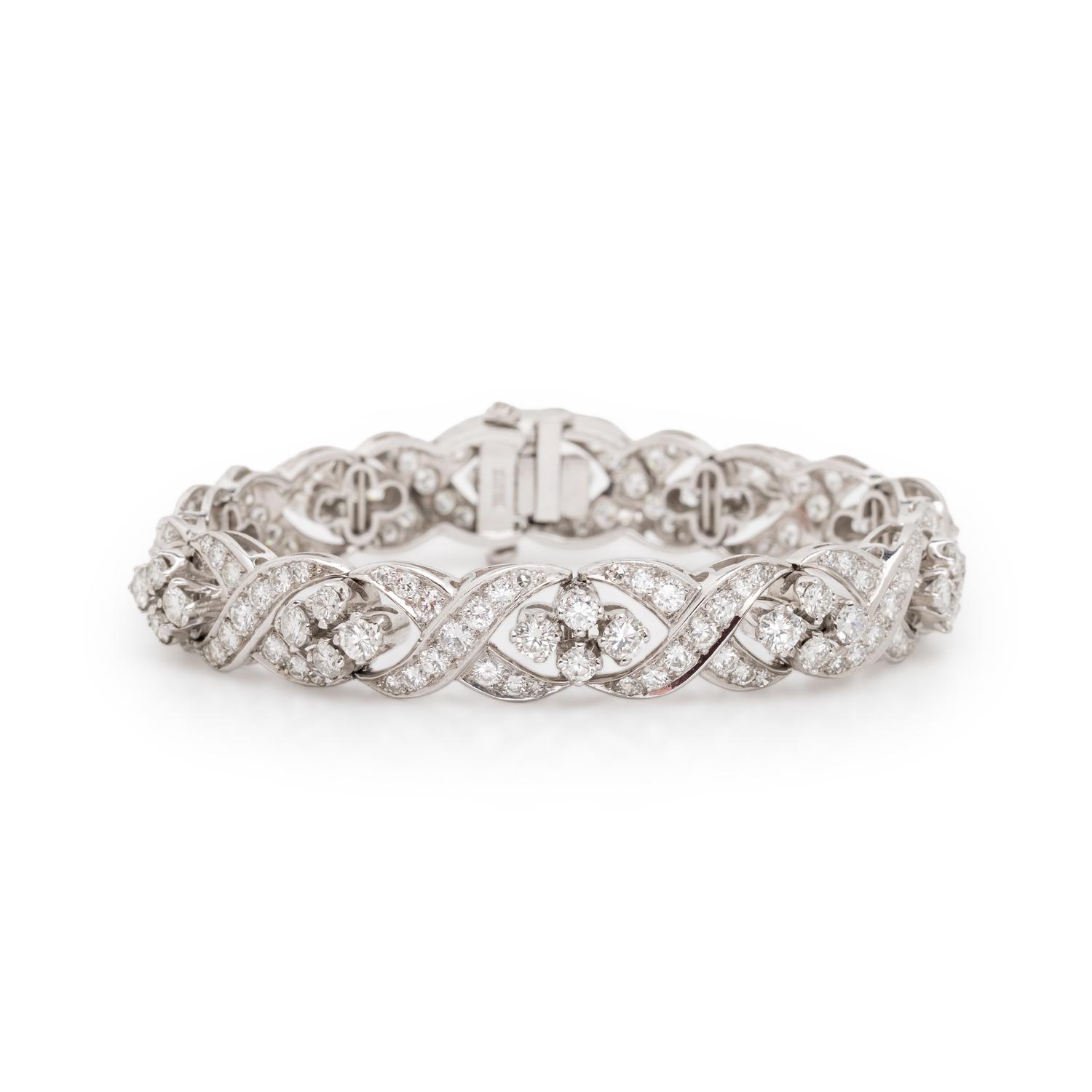 PLATINUM AND DIAMOND 'X' LINK BRACELET