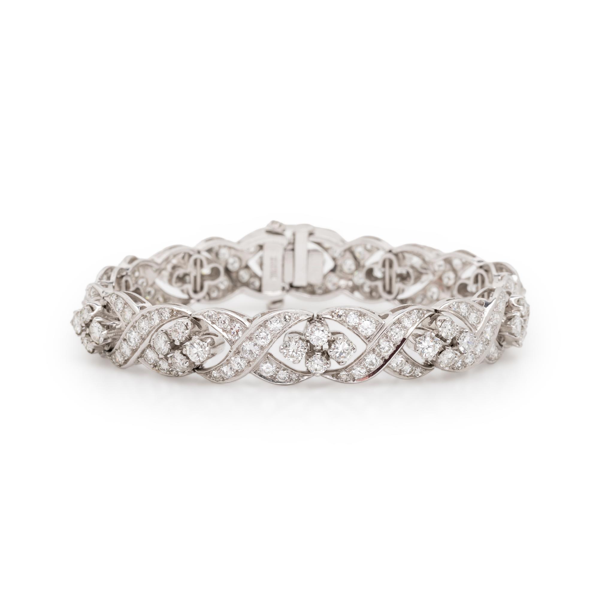 PLATINUM AND DIAMOND 'X' LINK BRACELET