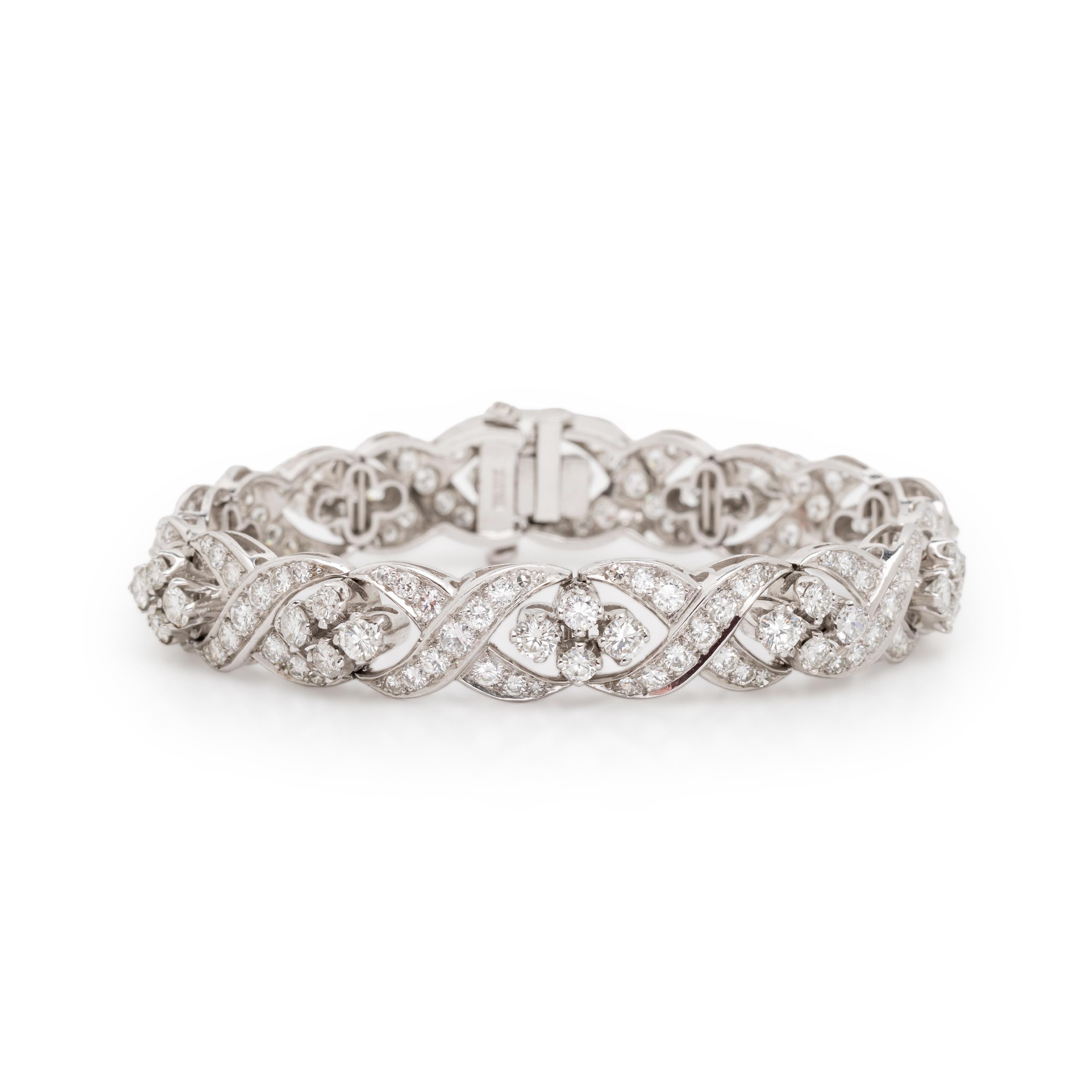 PLATINUM AND DIAMOND 'X' LINK BRACELET