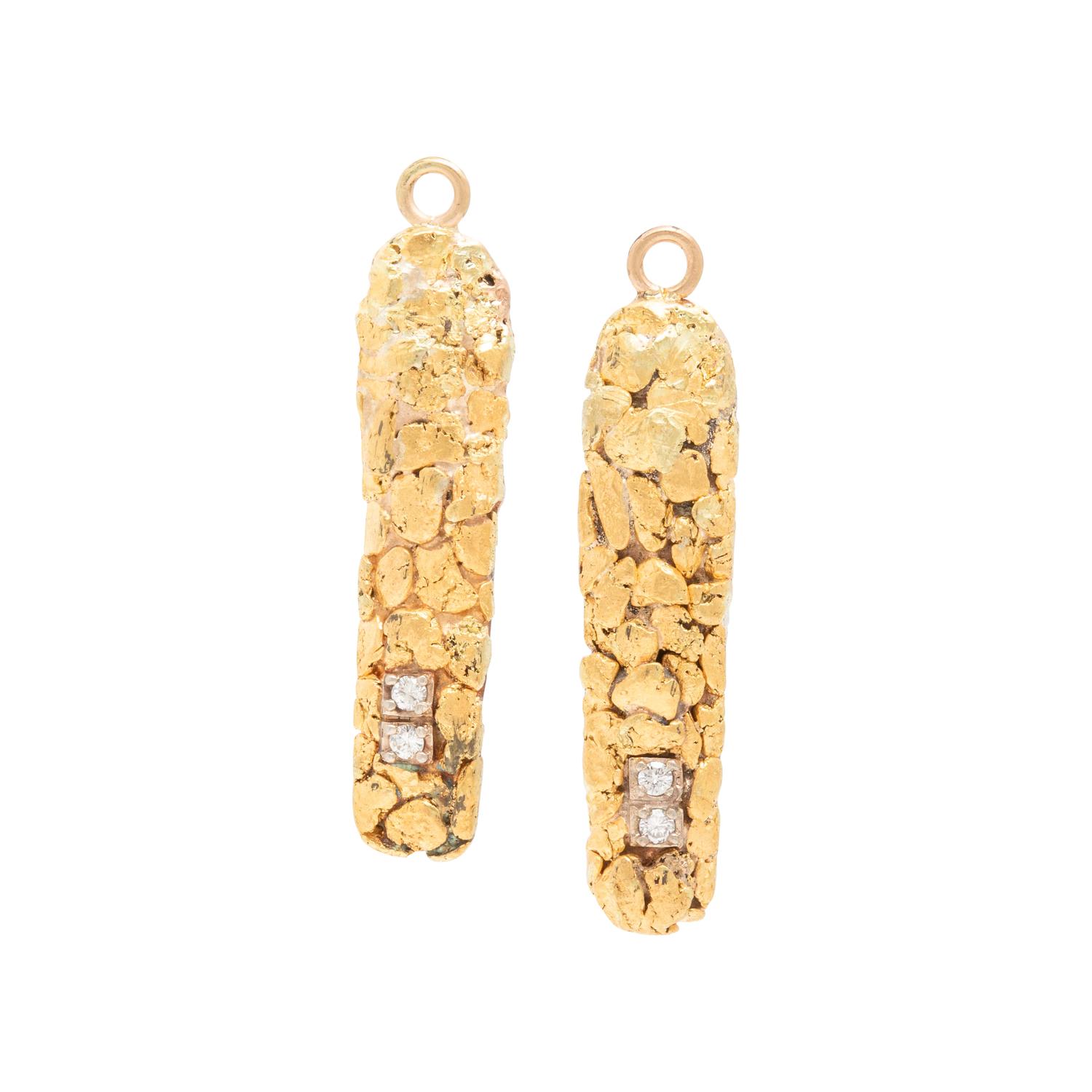 Pair of Yellow Gold and Diamond Pendants