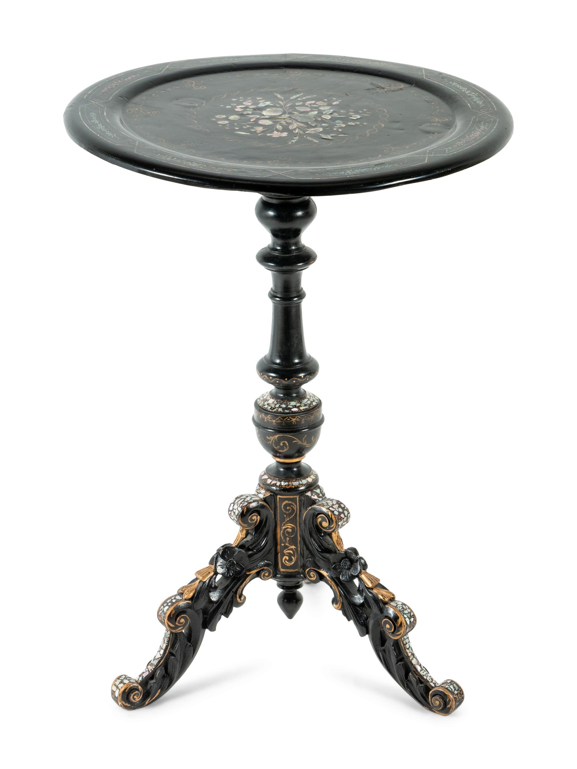 A Victorian Papier-Mâché Tilt-Top Table