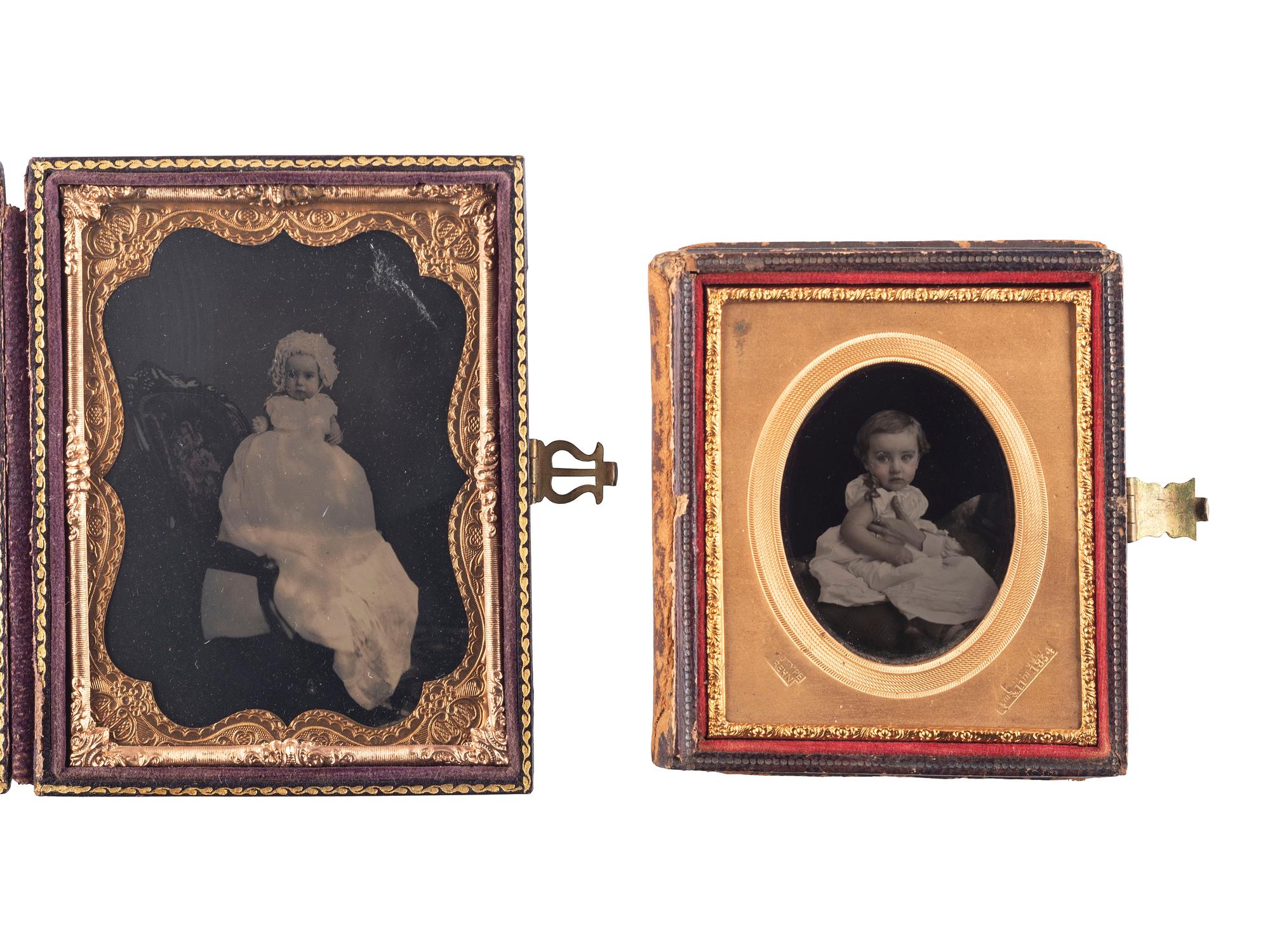 [EARLY PHOTOGRAPHY]. A pair of cased portraits of toddlers, including portrait by Isaac REHN, PA.