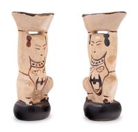 A Pair of Chinese Cizhou Style Porcelain Figural-Form Candlesticks