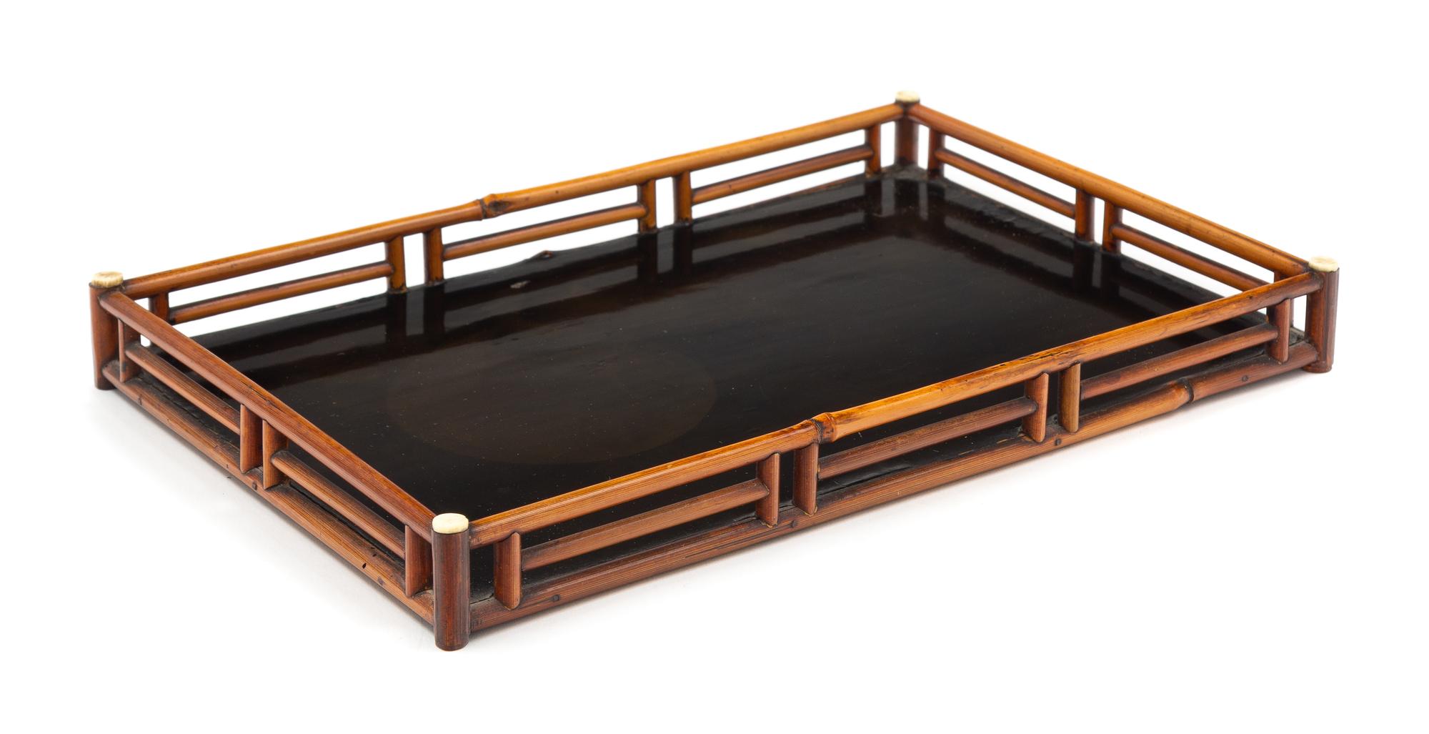 A Chinese Bamboo and Lacquer Rectangular Tray Length 11 inches. — QING DYNASTY (1644-1911)