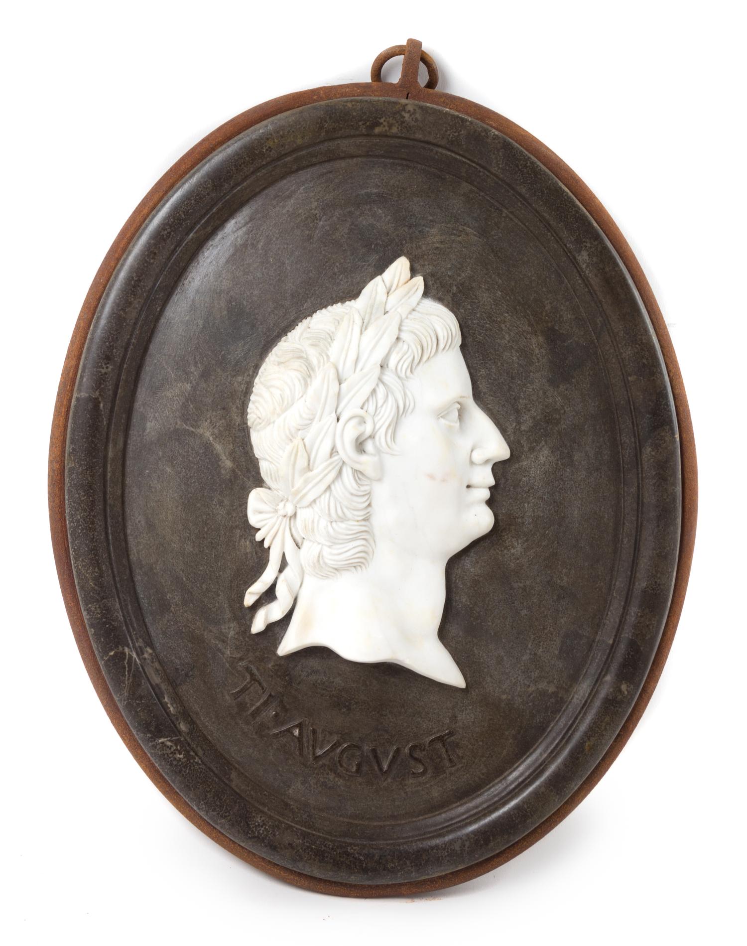 A Set of Four Marble Profile Plaques Height 22 1/2 x width 16 1/2 inches. — AFTER THE ANTIQUE, 20TH CENTURY
