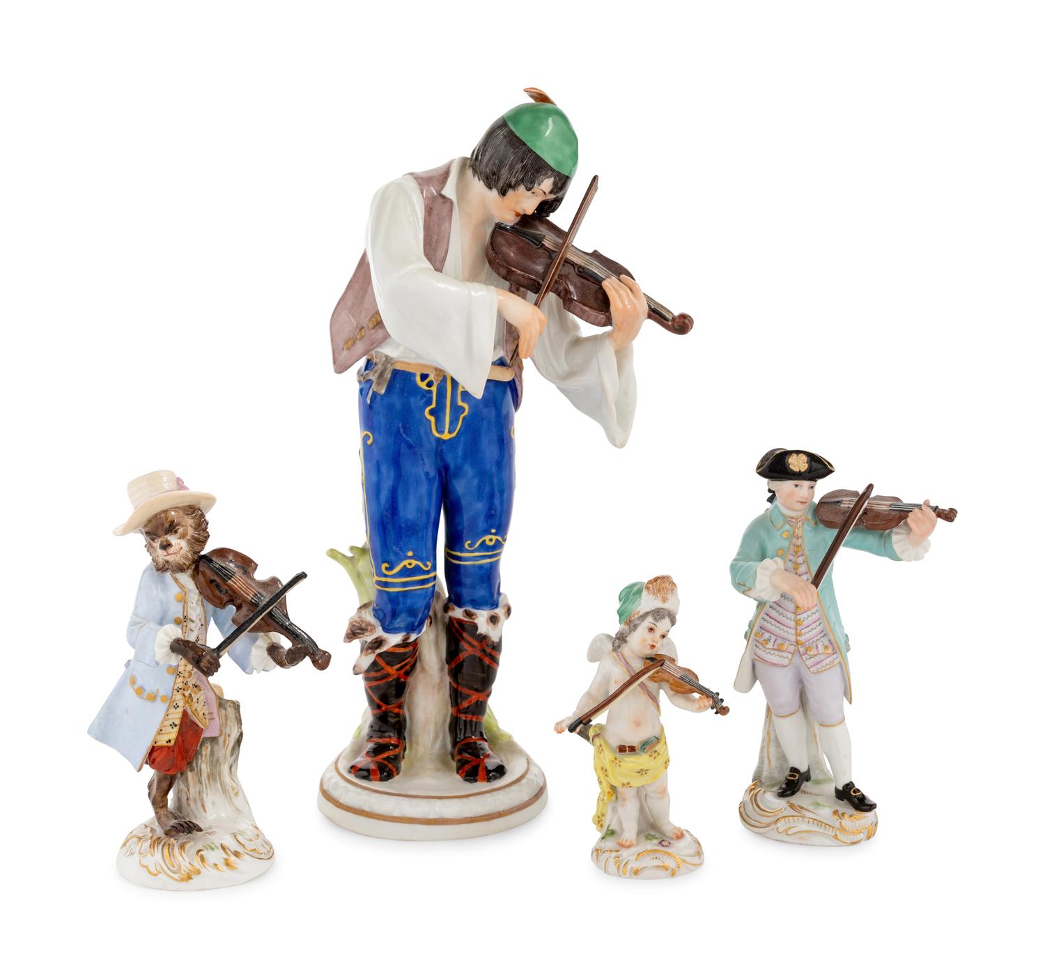 Four Meissen Porcelain Violin Players