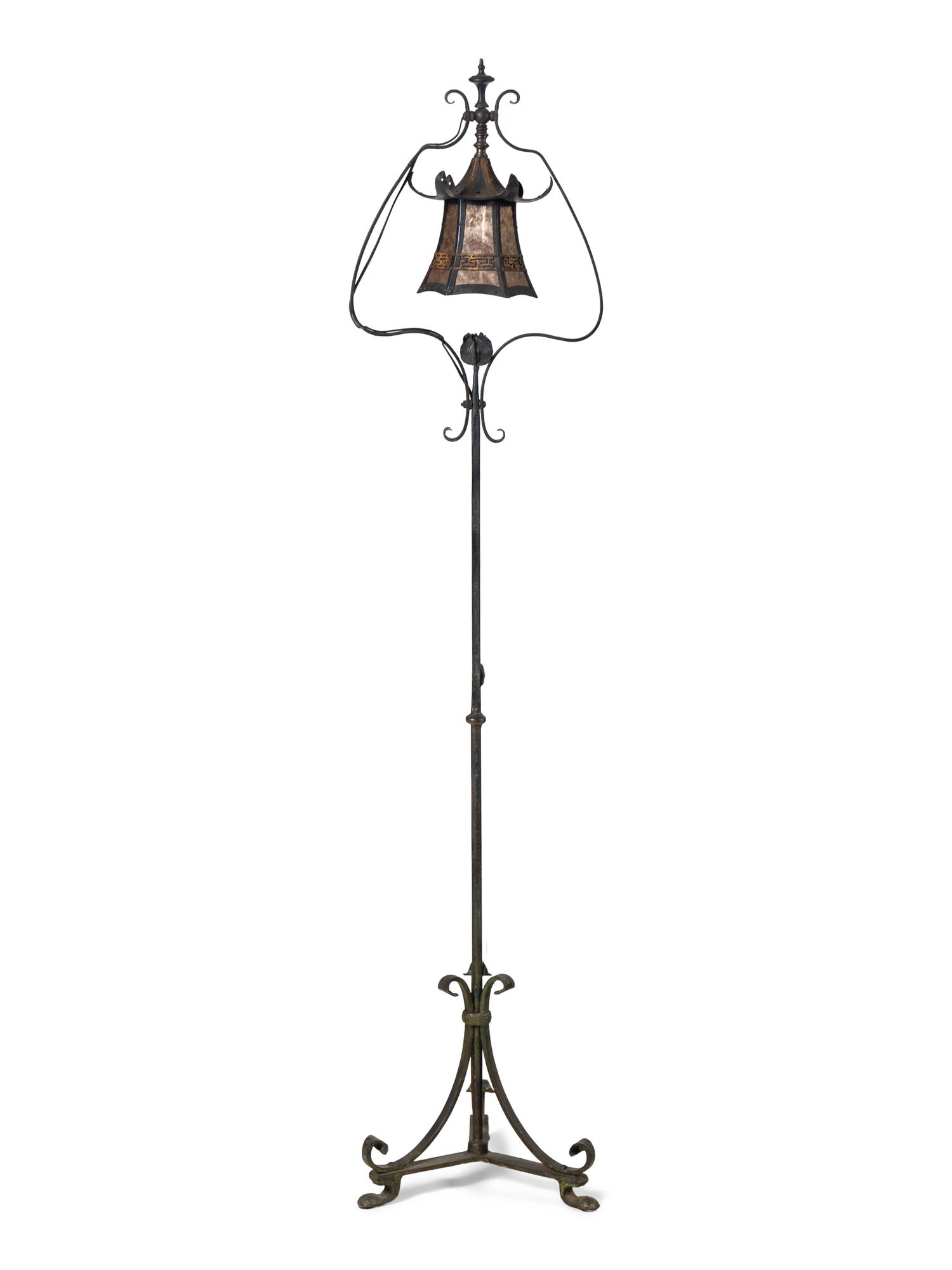 An Arts & Crafts Wrought Iron Floor Lamp