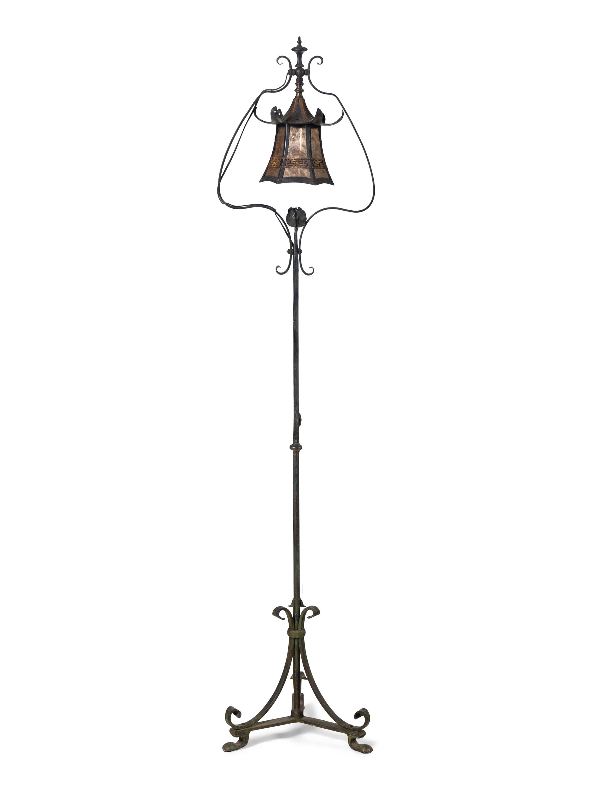 An Arts & Crafts Wrought Iron Floor Lamp