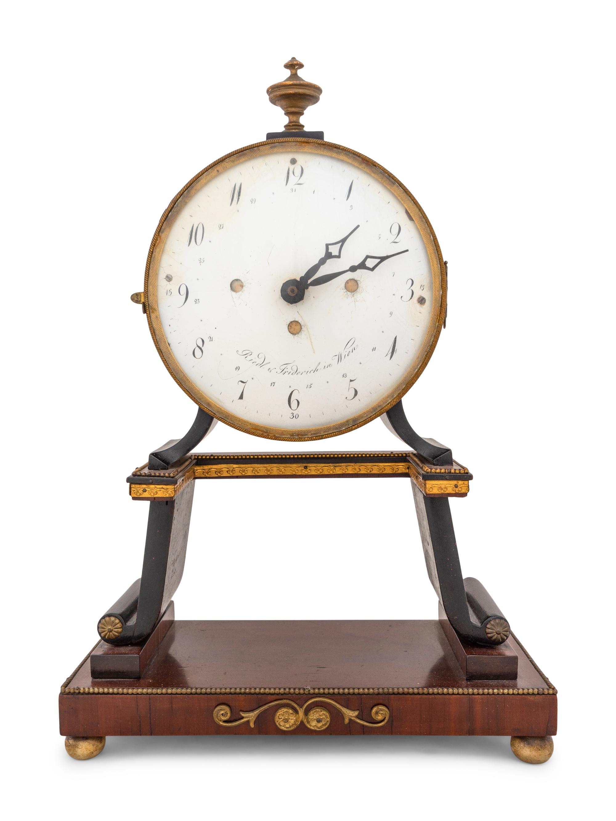 An Austrian Gilt Metal Mounted Part Ebonized Mahogany Clock