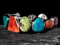 Sterling Silver Bangle Bracelet, with Inlay