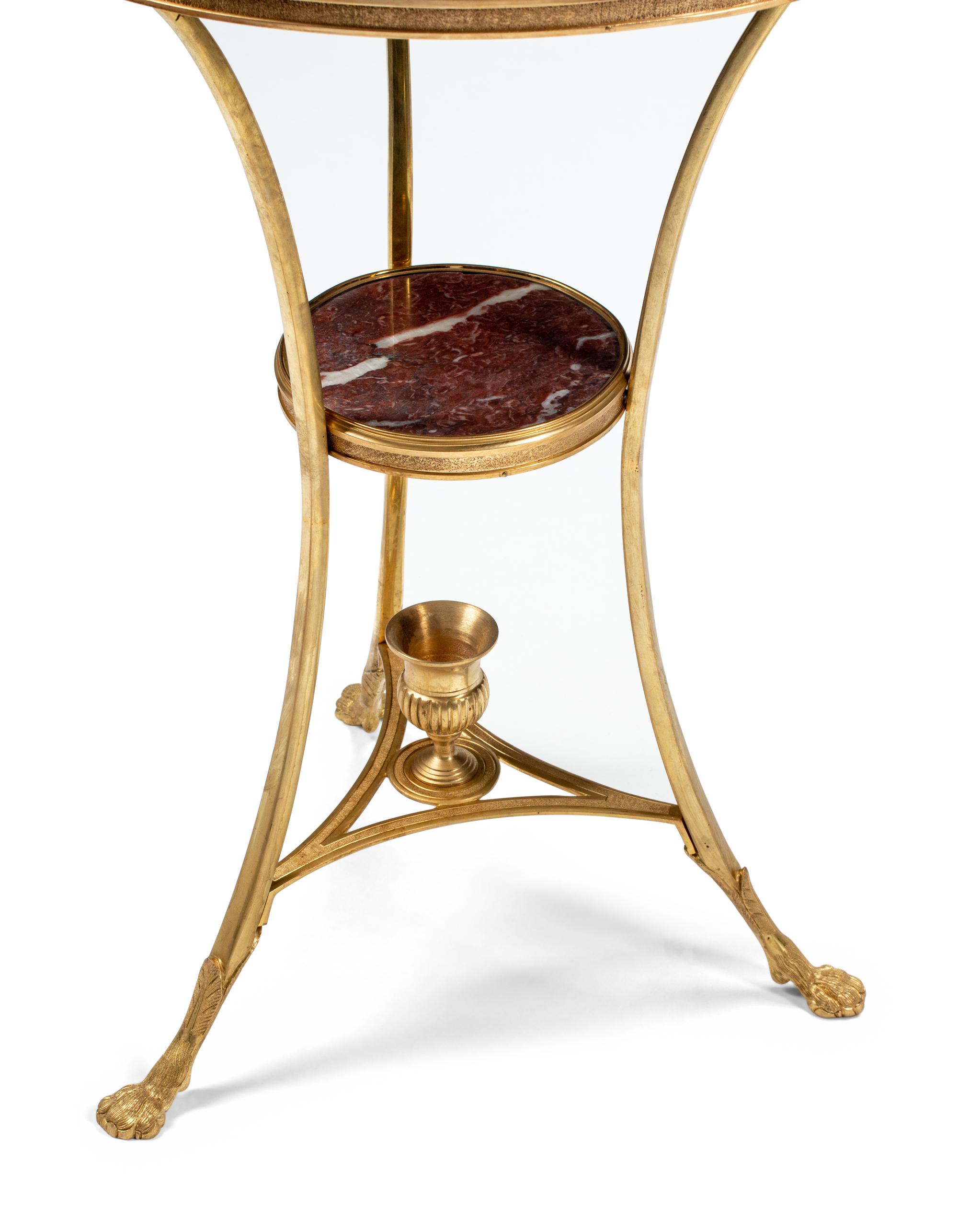 A Pair of French Brass and Marble Side Tables