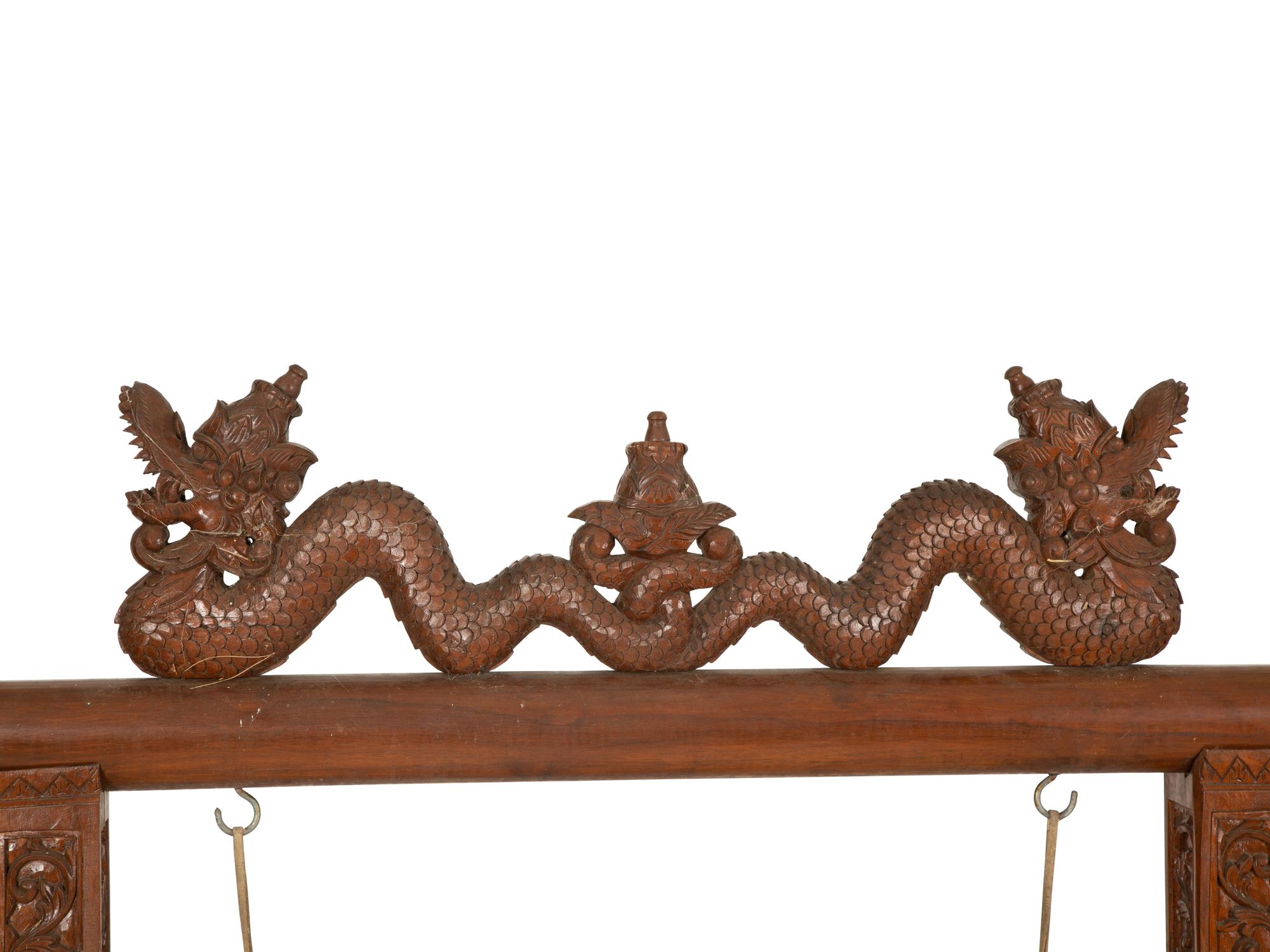A Indonesian Gamelan Gong on Carved Wood Stand with Mallet — 19th/20th Century