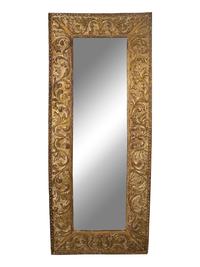 A Continental Rococo Style Foliate Carved Giltwood Framed Floor Mirror — 18TH/19TH CENTURY