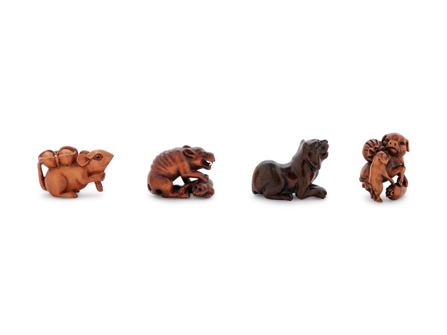 Four Wood Netsuke