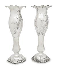 A Large Pair of American Silver Vases