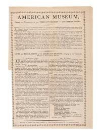 [MUSEUMS]. American Museum, Under the Patronage of the Tammany Society or Columban Order. [Process facsimile broadside, ca 1860, after New York: Thomas and James Swords, June 1791].