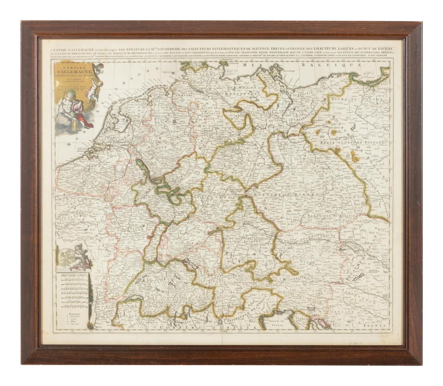 [MAP – GERMANY]. SANSON, Nicolas (1600-1667). L'Empire D'Allemagne Divisée en tous ses Estats. Amsterdam: Pierre Schenk, n.d.
