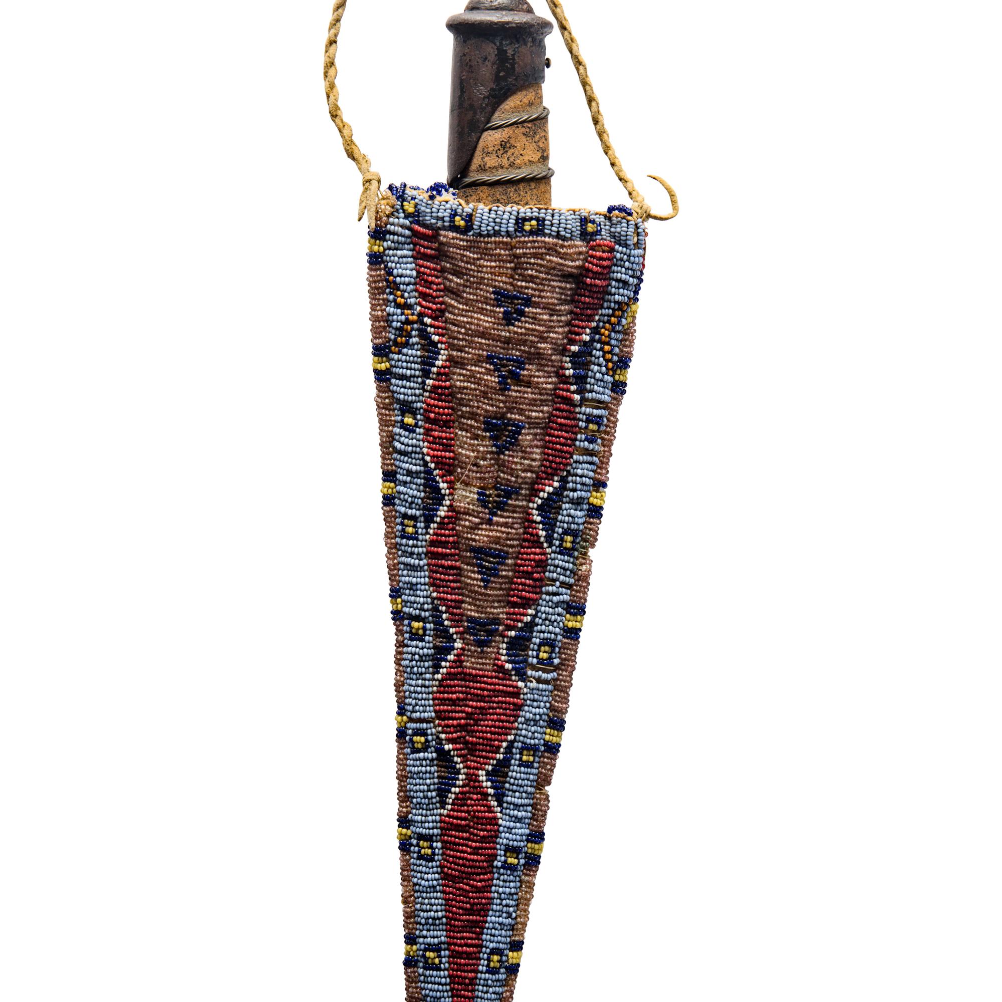Plains Beaded Hide Knife Sheath, with Knife