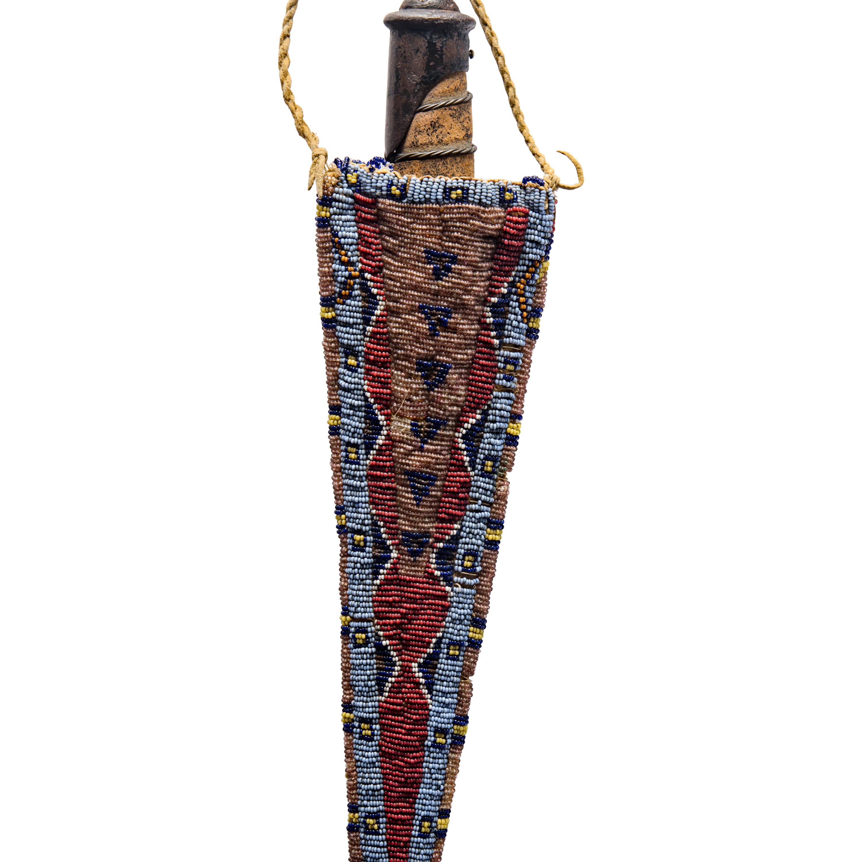 Plains Beaded Hide Knife Sheath, with Knife