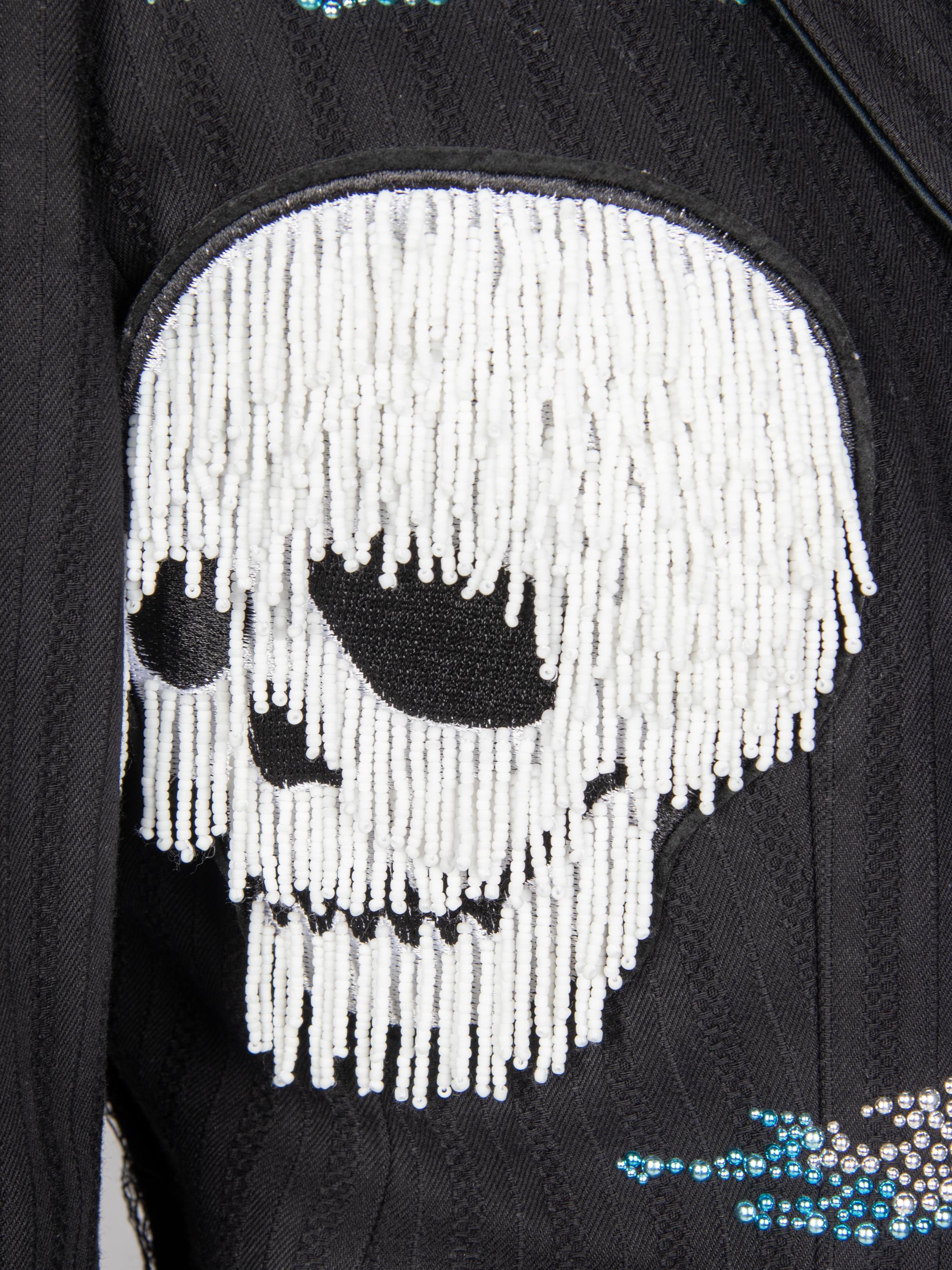 LIBERTINE, EMBELLISHED DISTRESSED SKULL BLAZER