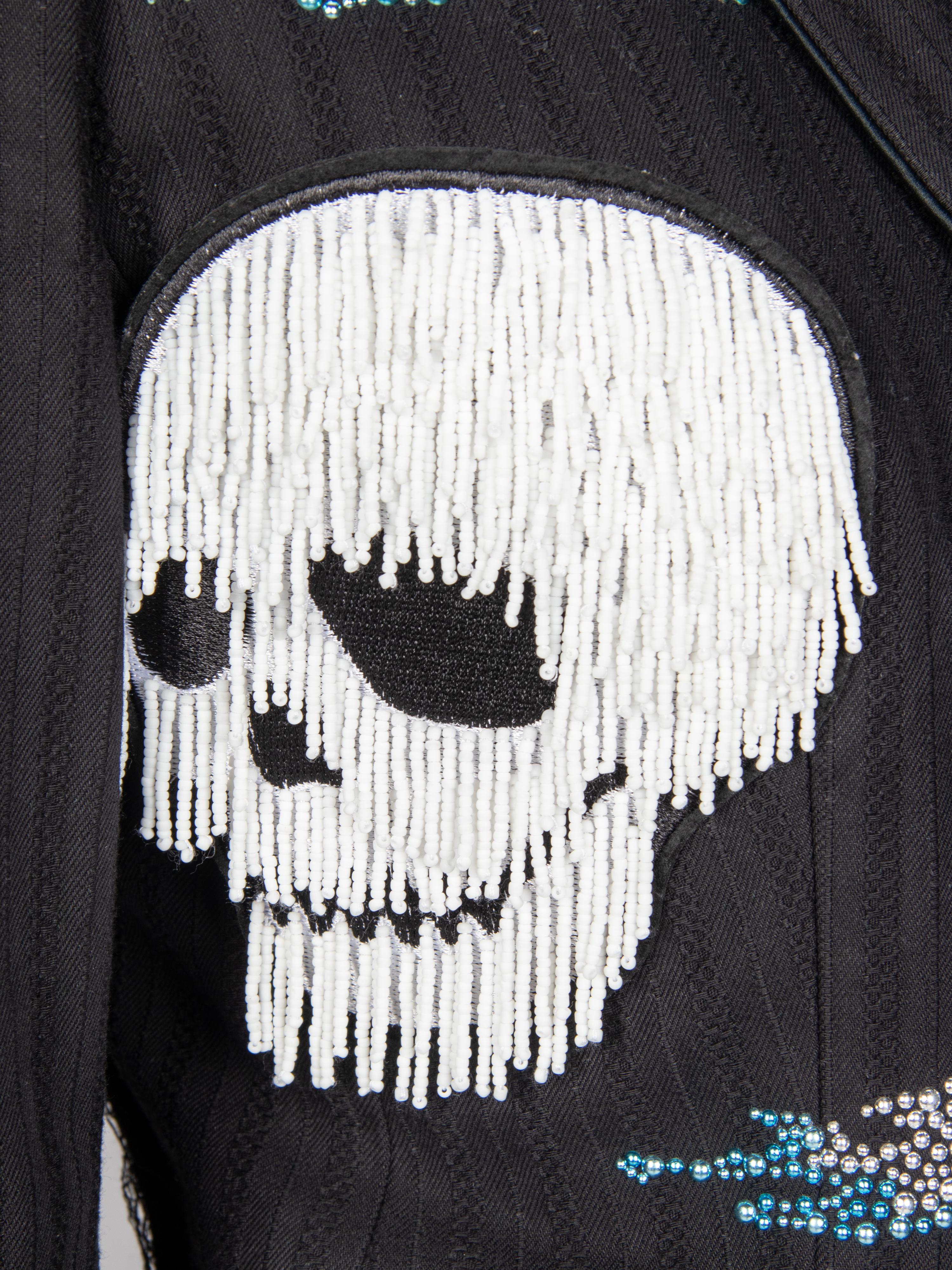 LIBERTINE, EMBELLISHED DISTRESSED SKULL BLAZER