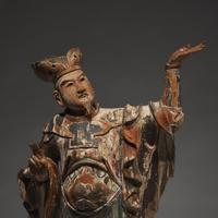 A Pair of Japanese Carved and Painted Wood Figures of Heavenly Dignitaries, Edo Period