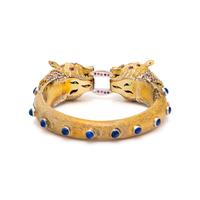 EMERALD, RUBY, DIAMOND, LAPIS LAZULI, AND YELLOW GOLD LEOPARD BANGLE BRACELET