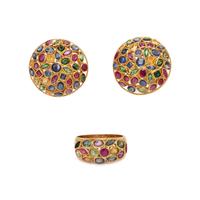 MULTIGEM RING AND EARRINGS