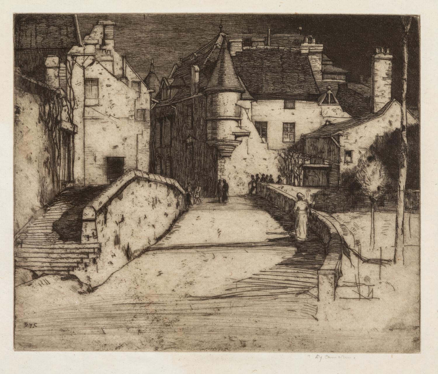 Sir David Young Cameron, (Scottish, 1865-1945), A group of twelve works: Chinon, Inverlochy Castle, Fisher Folk, Haddington, Lady of Ho