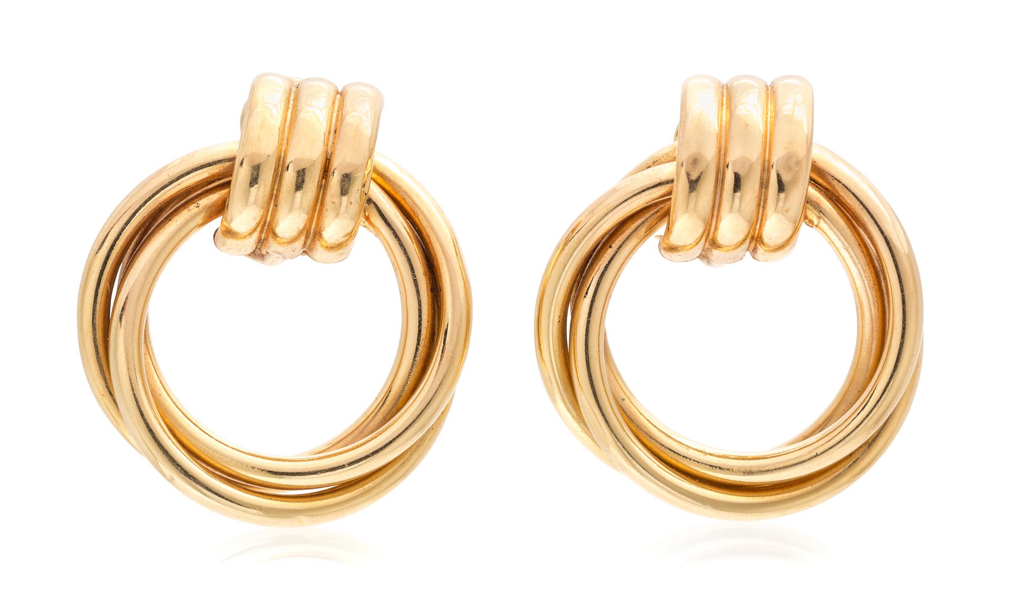 A Pair of 14 Karat Rose Gold Earclips, 9.20 dwts.