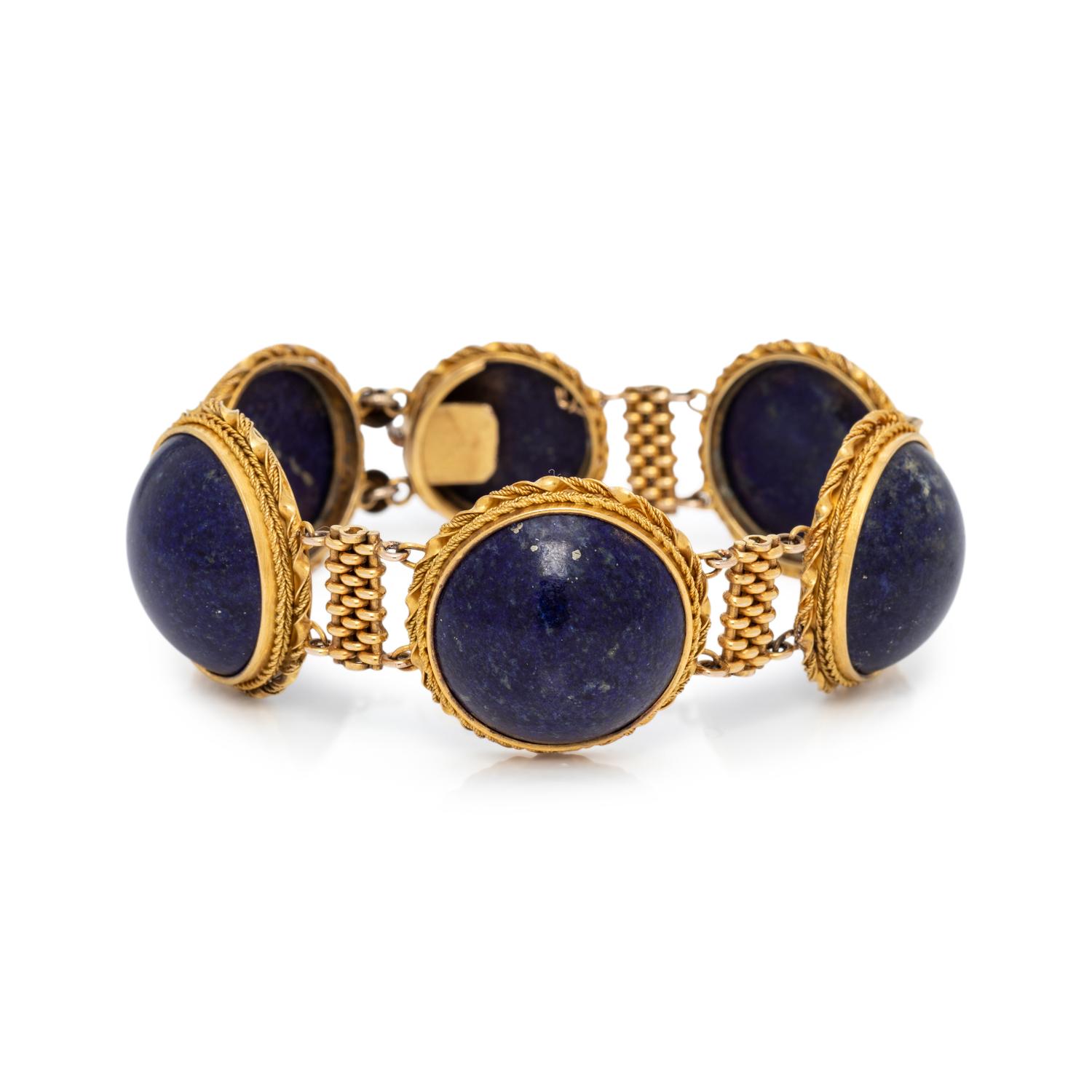 YELLOW GOLD AND LAPIS LAZULI BRACELET