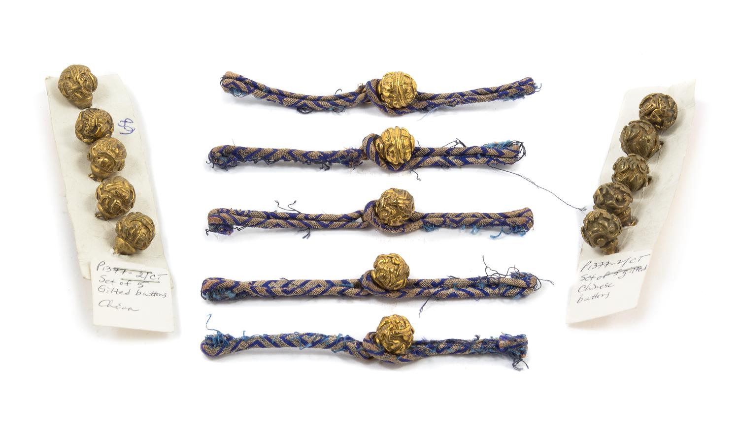 A Group of Fifteen Chinese Gilt Buttons QING DYNASTY Diameter approximately 1/2 inch. — QING DYNASTY