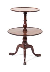 A Round Two-tiered Table Height 34 1/4 x diameter 23 1/2 inches.