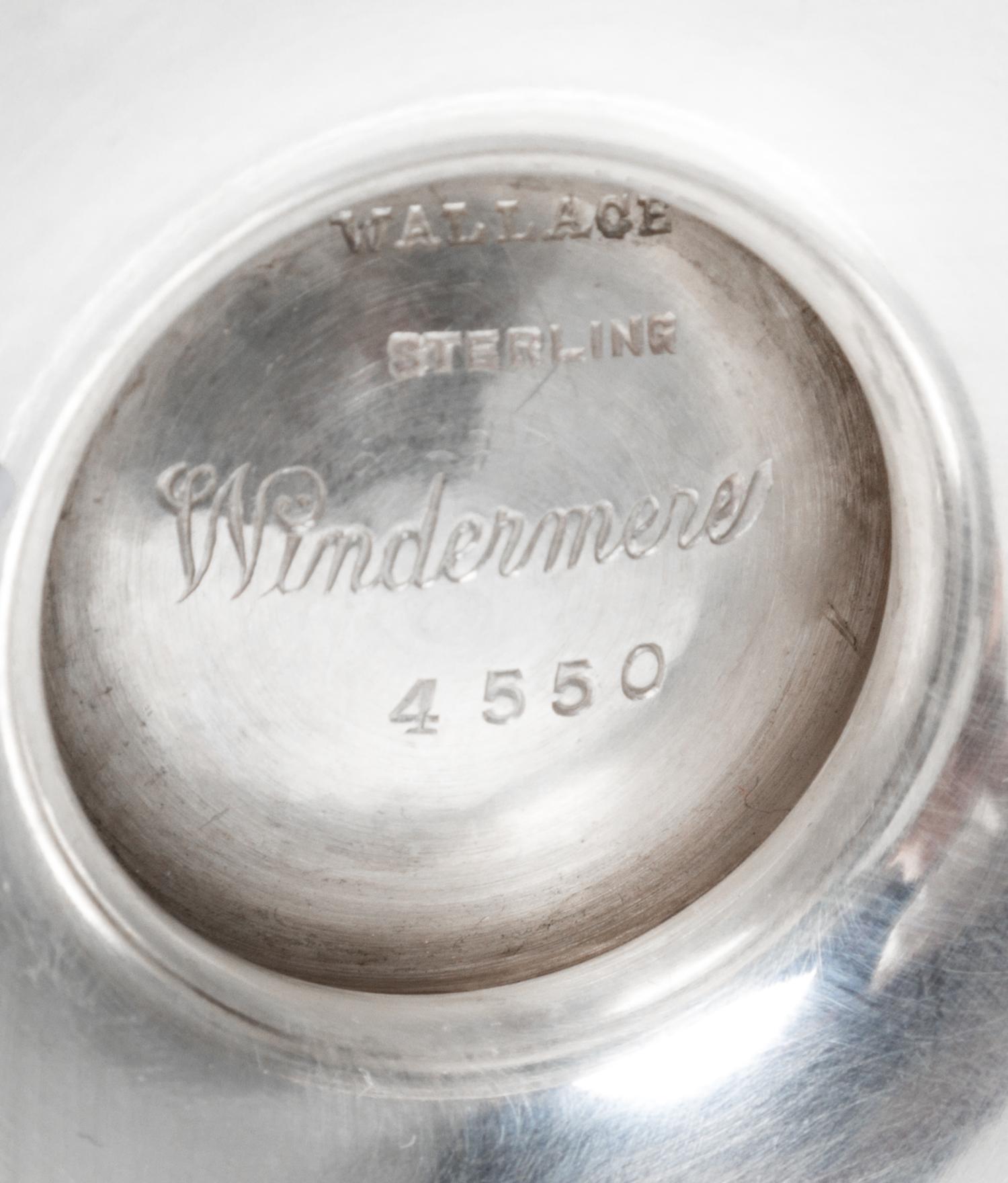 An American Silver Three-Piece Coffee Set, Wallace Silversmiths, Wallingford, CT, Mid 20th Century, Windmere pattern, comprising a coff