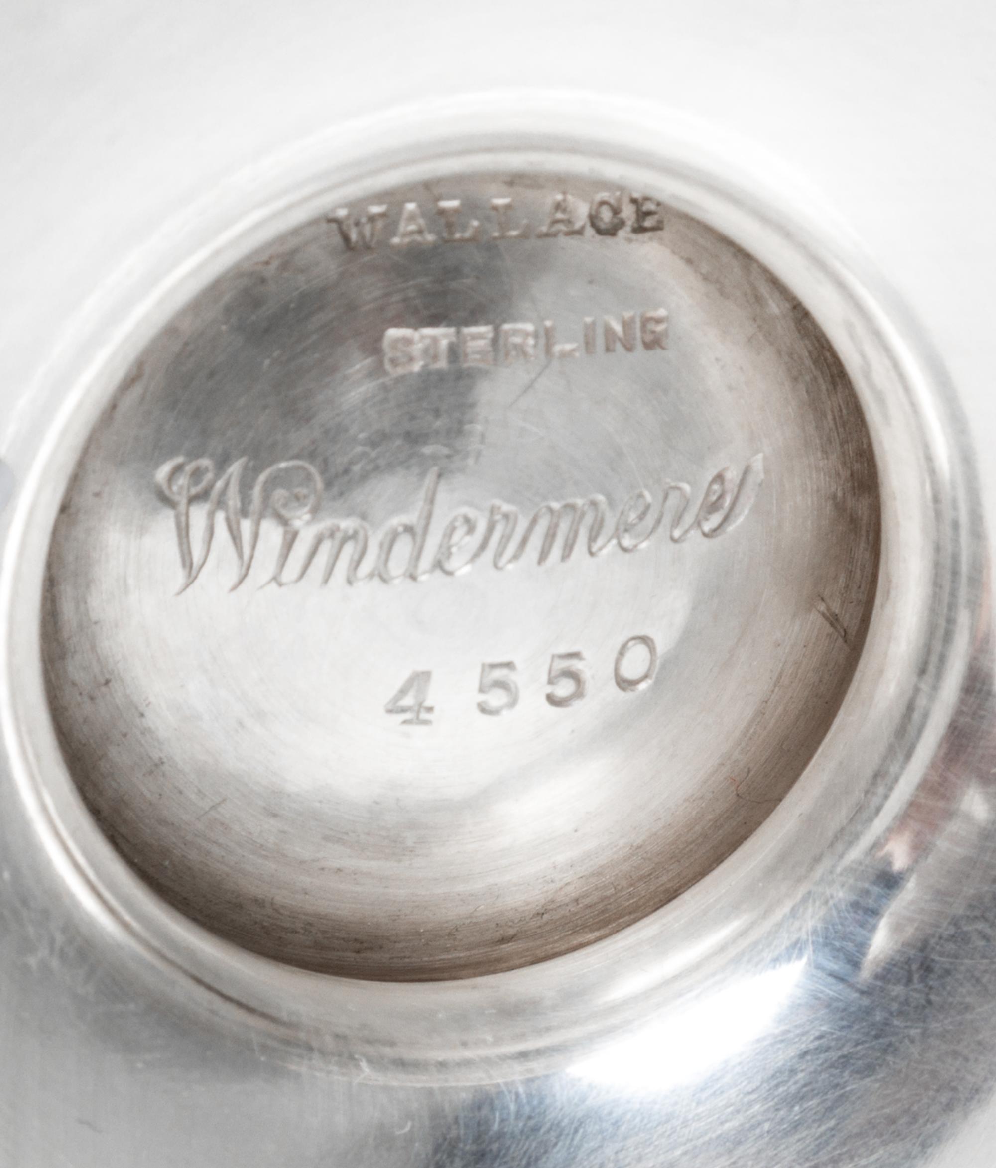 An American Silver Three-Piece Coffee Set, Wallace Silversmiths, Wallingford, CT, Mid 20th Century, Windmere pattern, comprising a coff