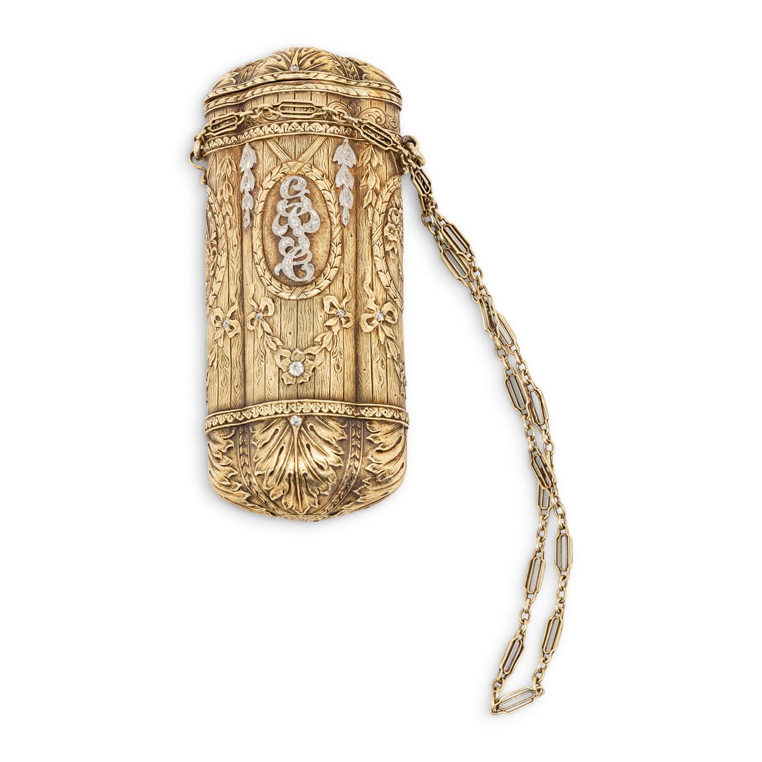 A Gold and Diamond and Jewel-Mounted Cigarette Case