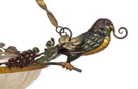 A French Wrought Iron and Frosted Glass Plafonnier
