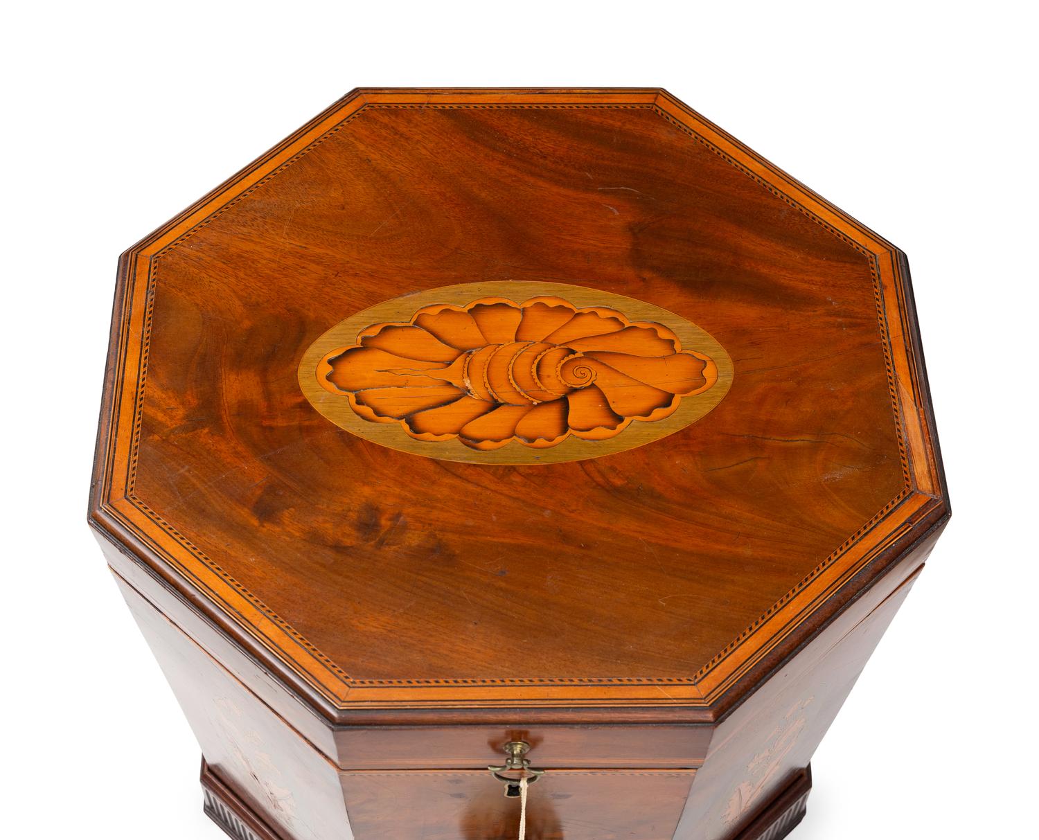 A George III Mahogany and Marquetry Cellarette