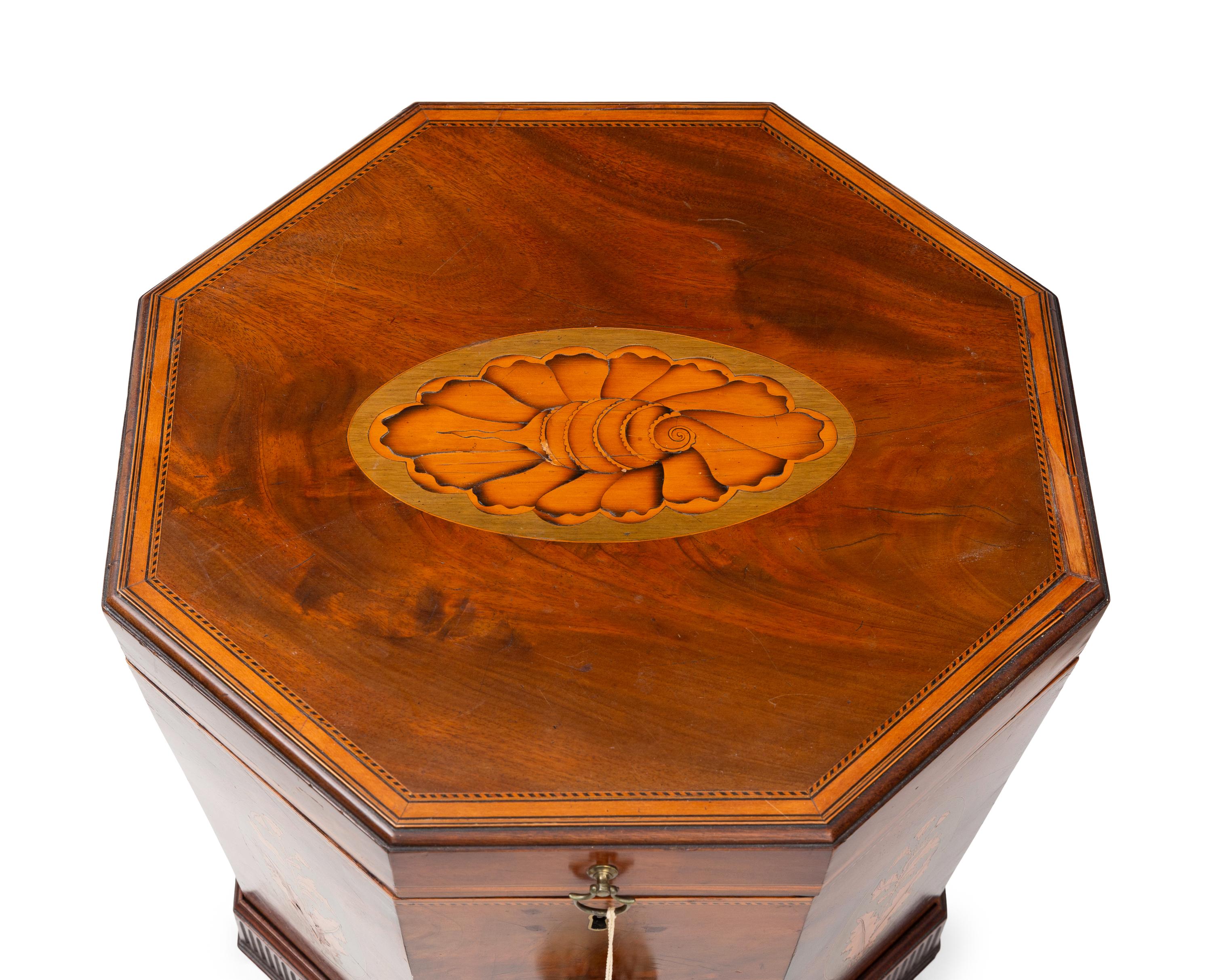 A George III Mahogany and Marquetry Cellarette