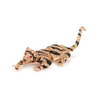DIAMOND AND ENAMEL TIGER BROOCH