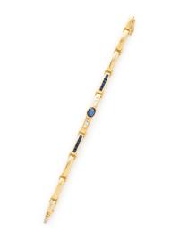 YELLOW GOLD, SAPPHIRE, AND DIAMOND BRACELET