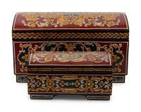 Two Syrian Carved and Polychrome-Decorated Wood Blanket Chest