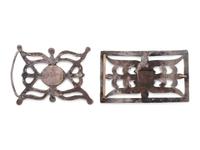 Pair of Navajo Sandcast Silver Belt Buckles