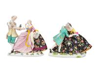 A Pair of Dresden Porcelain Figural Groups