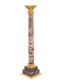 A Grand Tour Gilt Bronze and Marble Column