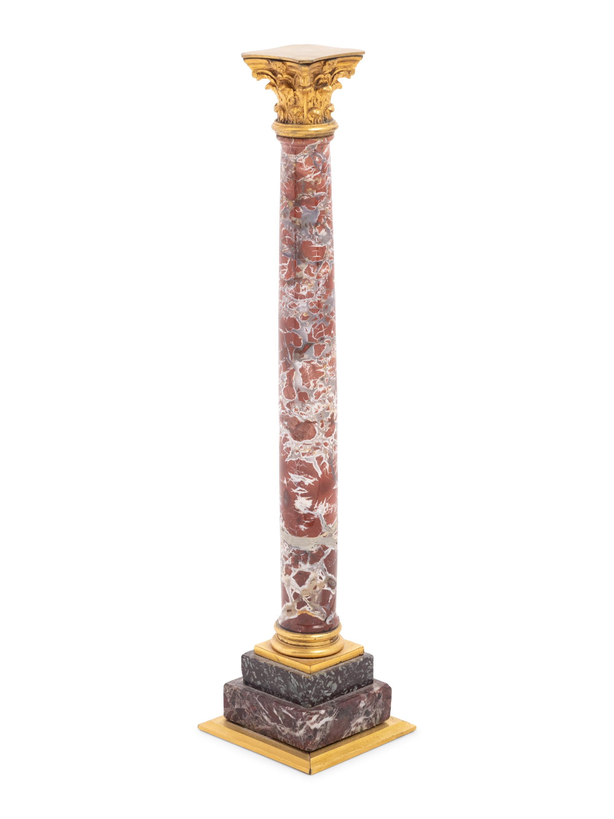 A Grand Tour Gilt Bronze and Marble Column