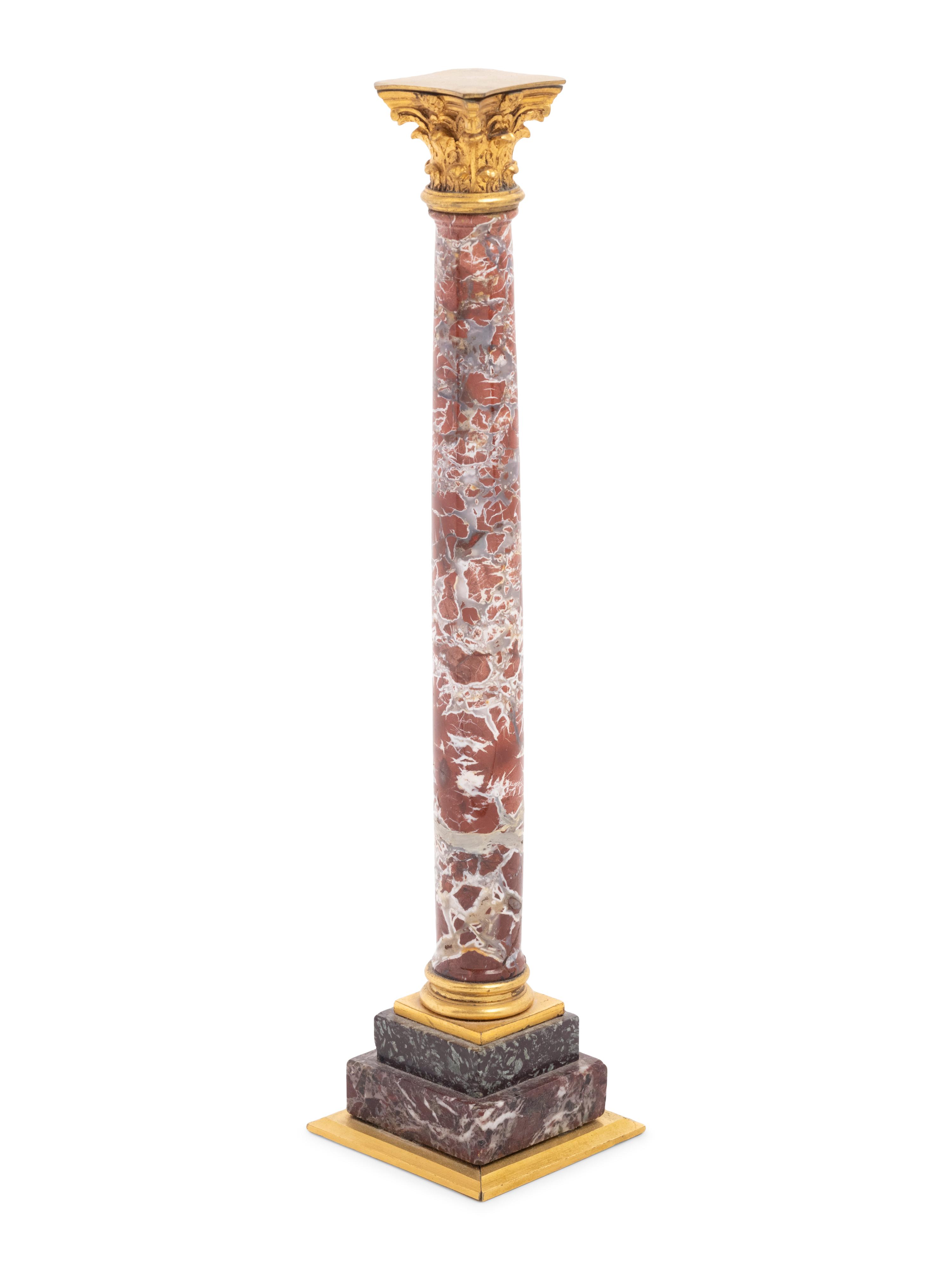 A Grand Tour Gilt Bronze and Marble Column