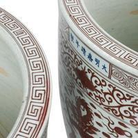 A Pair of Chinese Porcelain and Iron Red Decorated Jardinières