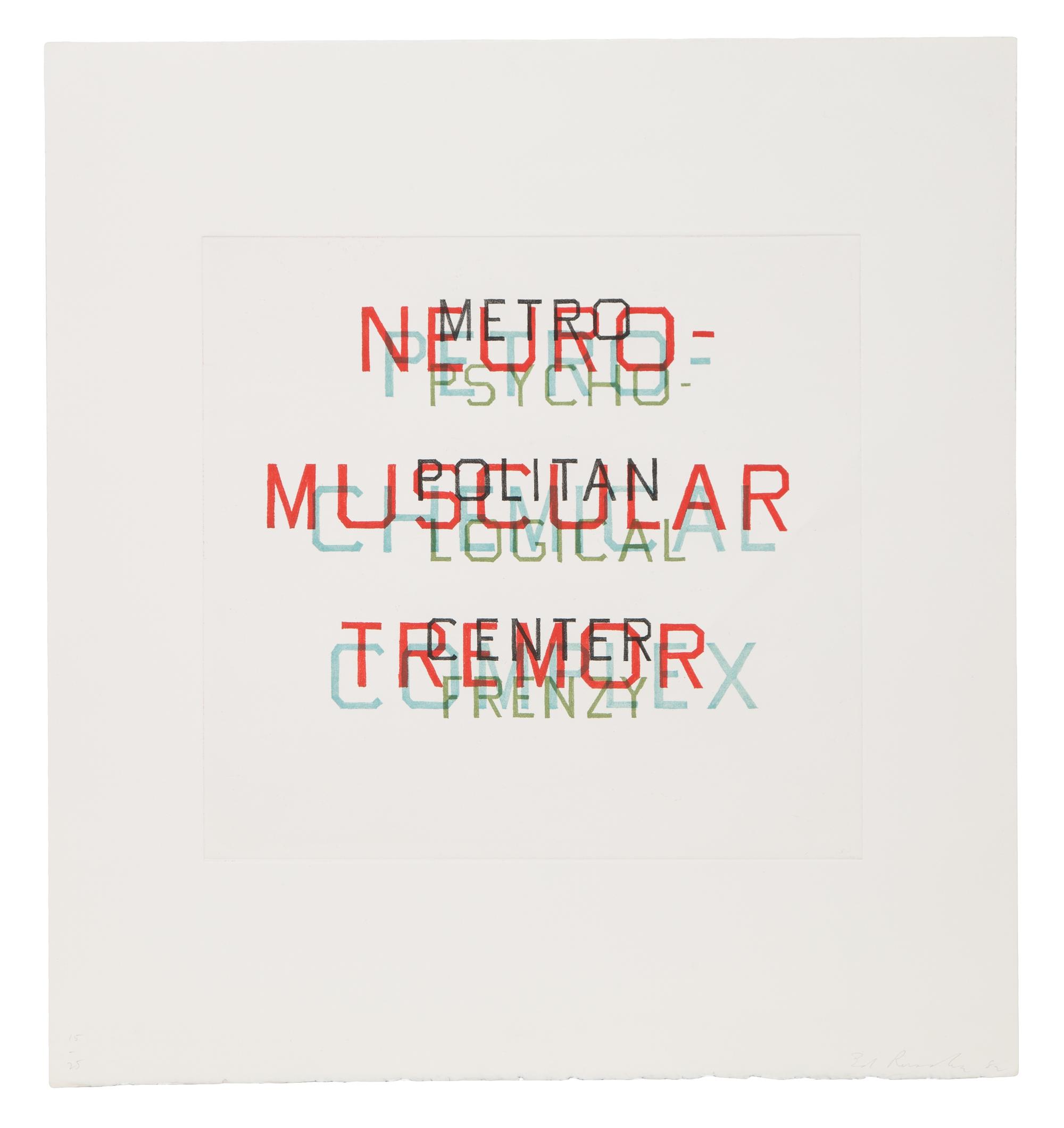 Ed Ruscha, (American, b. 1937), Metro, Petro, Neuro, Psycho, 1982