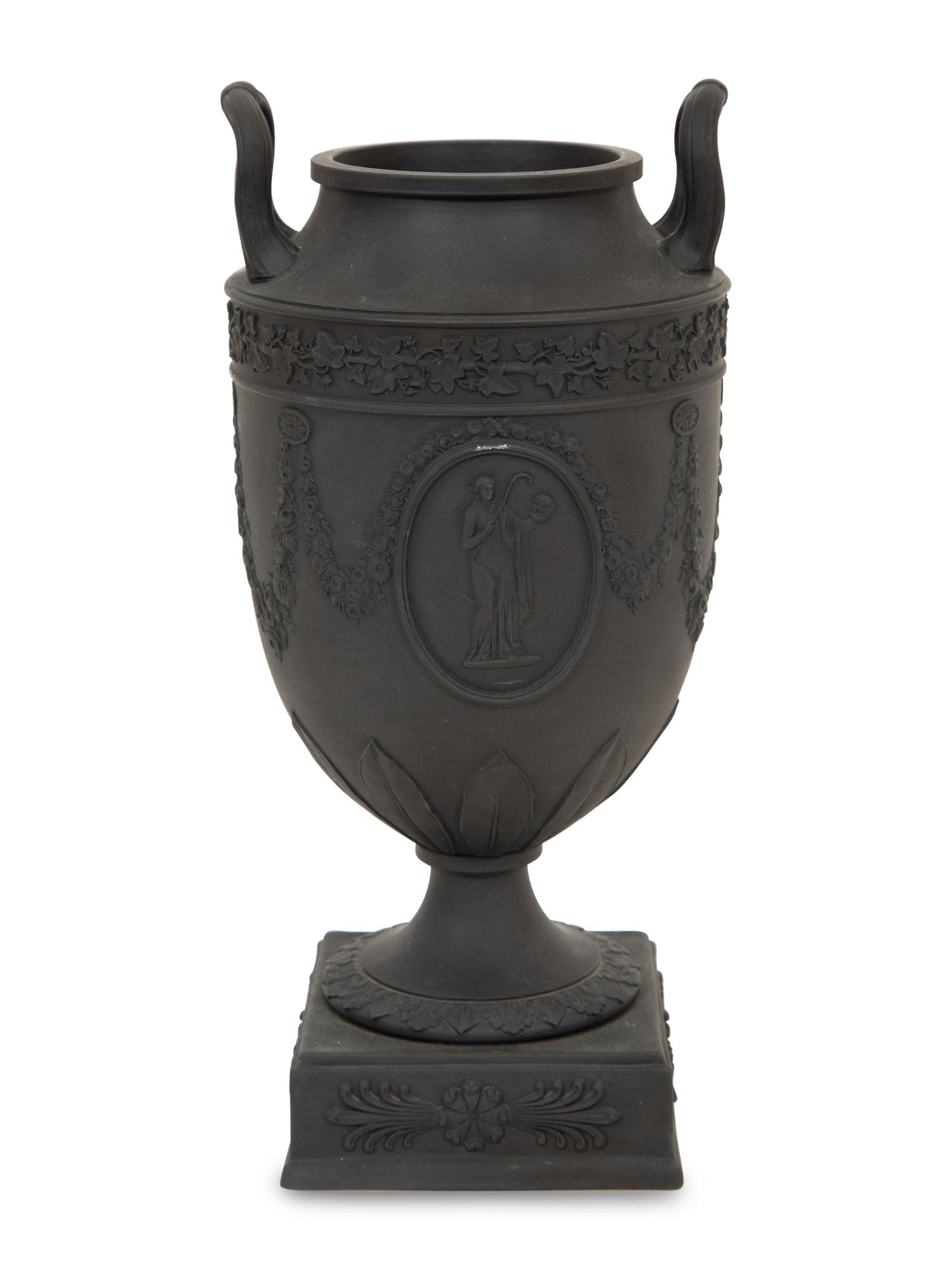 A Wedgwood Black Basalt Urn on Pedestal